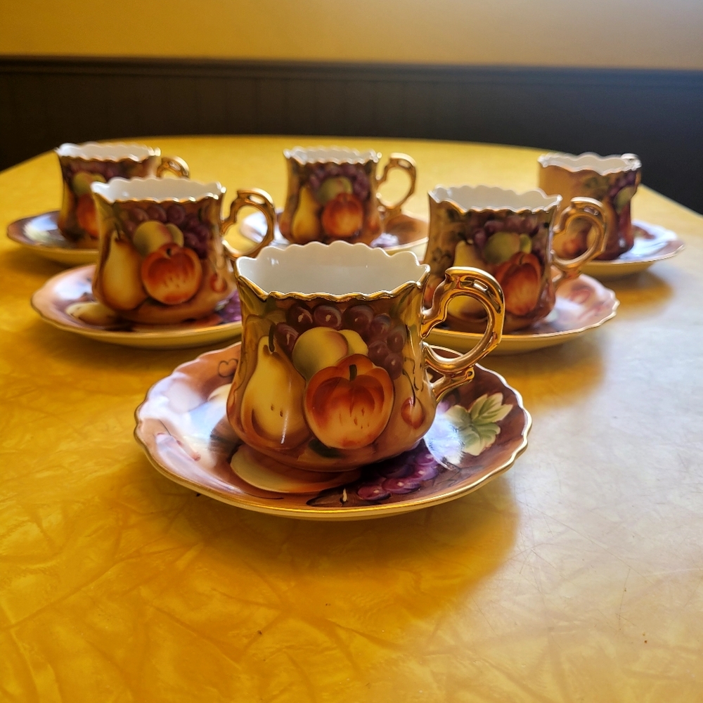 Set of 6 Lefton Heritage Fruit Cup & Saucer